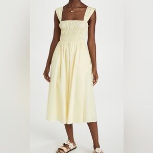 STAUD Ida Smocked Midi Dress